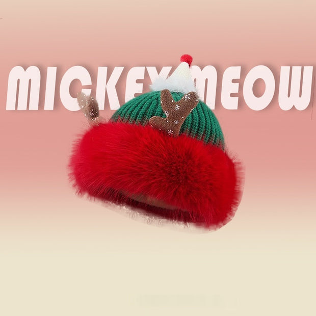 Christmas Antlers Knitted Hat Plush