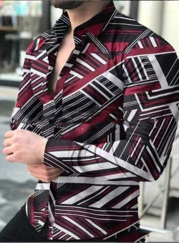 Men's Shirt Lapel Flower Shirt