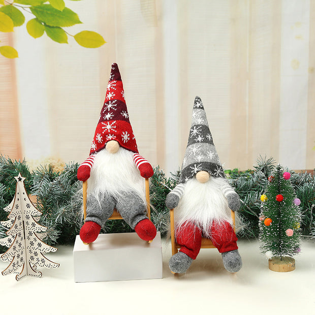 Christmas Decoration Props Snowflake Christmas Hat Rocking Chair Doll