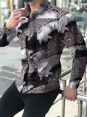 Men's Shirt Lapel Flower Shirt