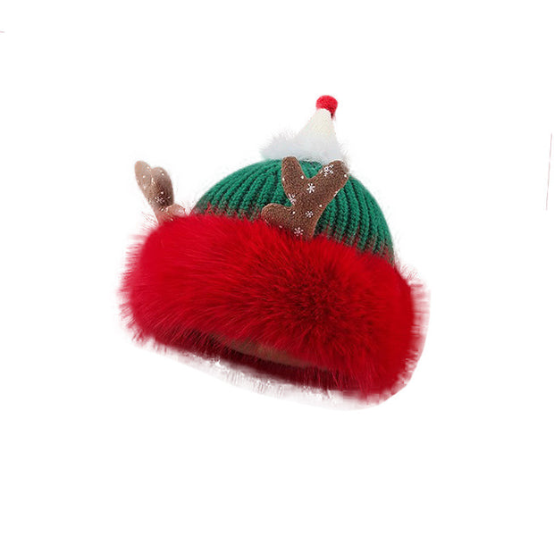 Christmas Antlers Knitted Hat Plush